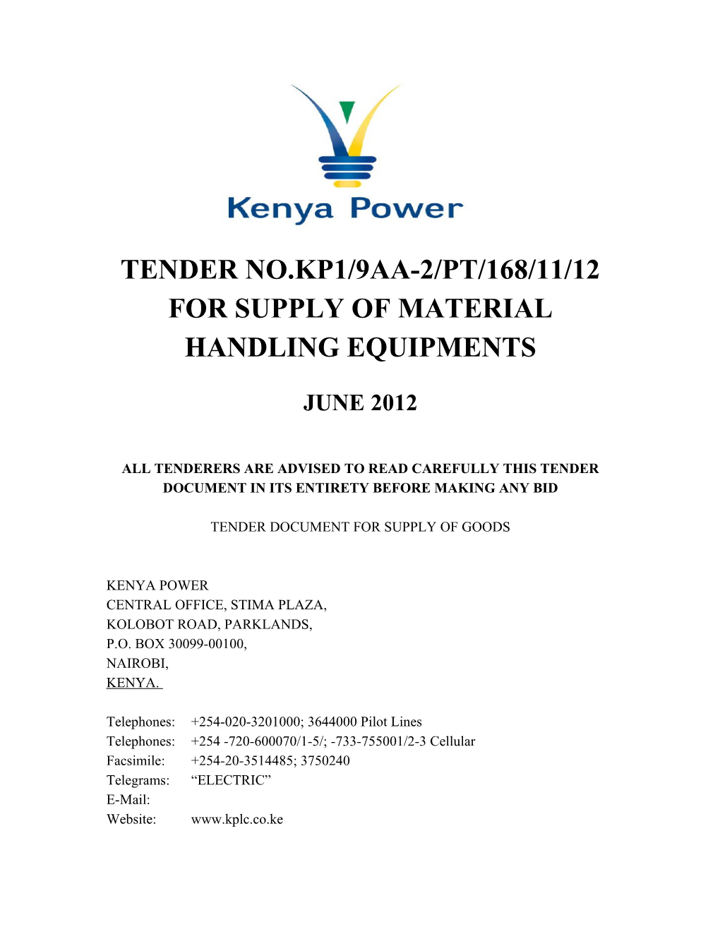 For Supply of Material Handling Equipments