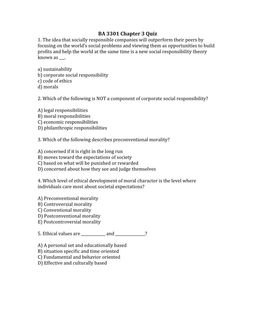 BA 3301 Chapter 3 Quiz