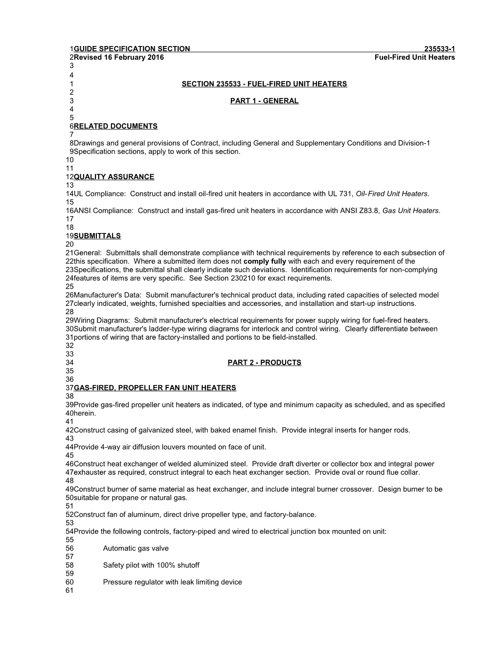 Section 235533 - Fuel-Fired Unit Heaters