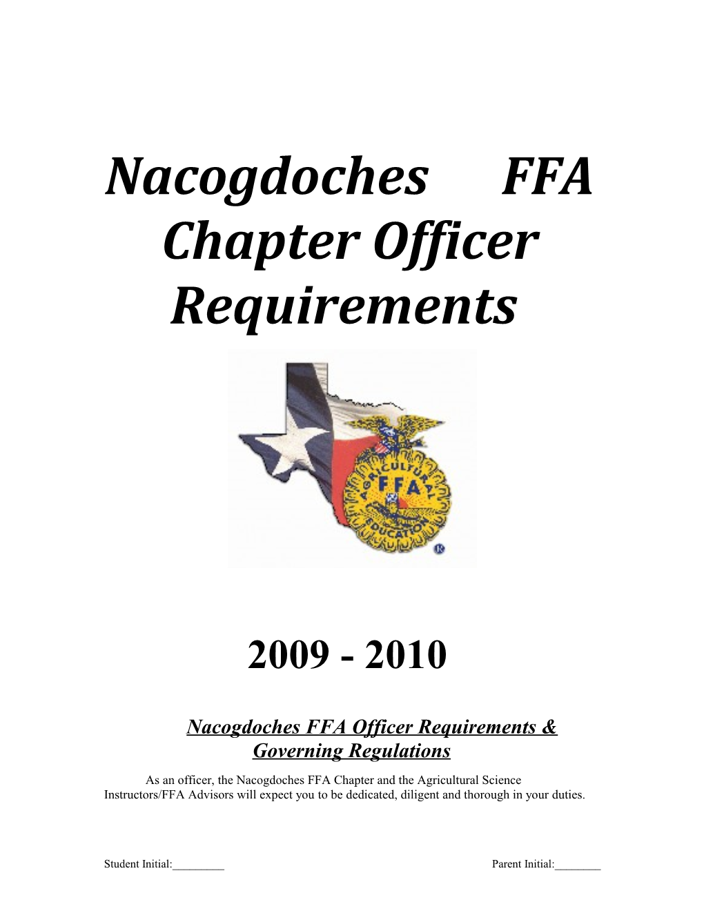 Klein Collins FFA Chapter Officer Requirements