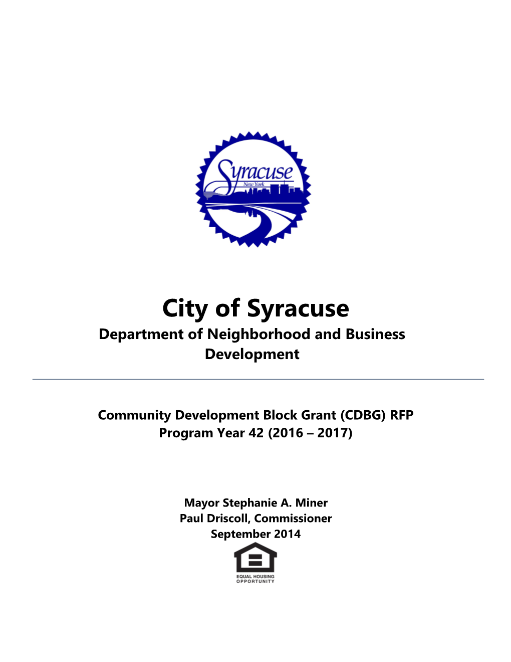 City of Syracuse 2014 2015 CDBG Funding RFP