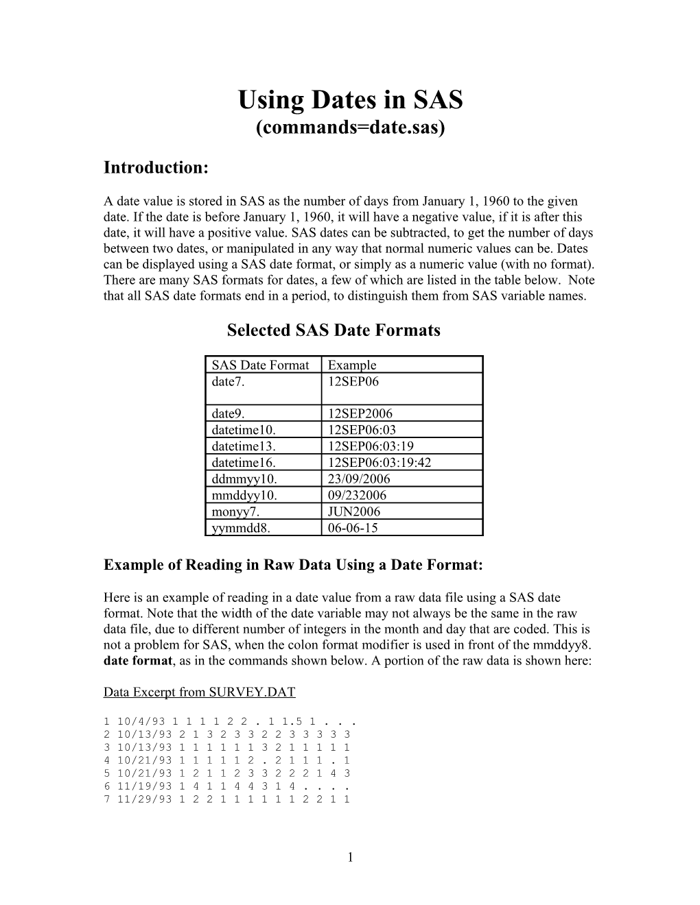 Using Dates in SAS