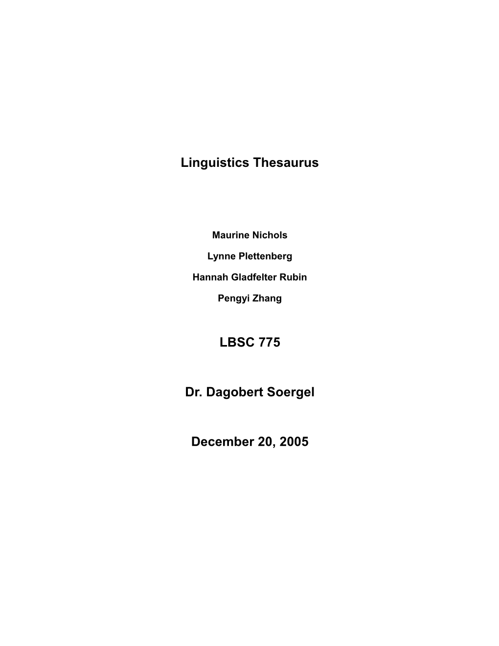 Linguistics Thesaurus