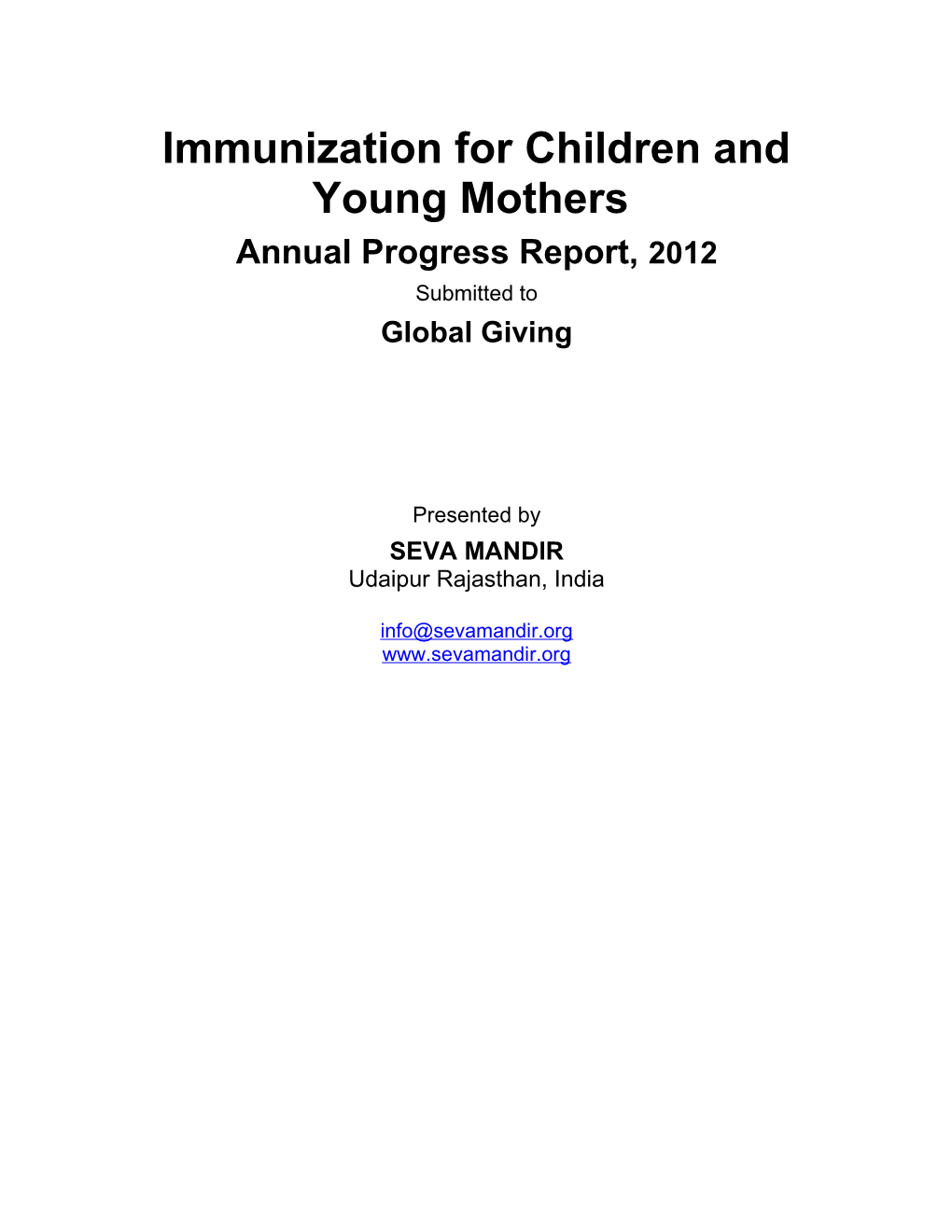 Immunization for Children and Young Mothers
