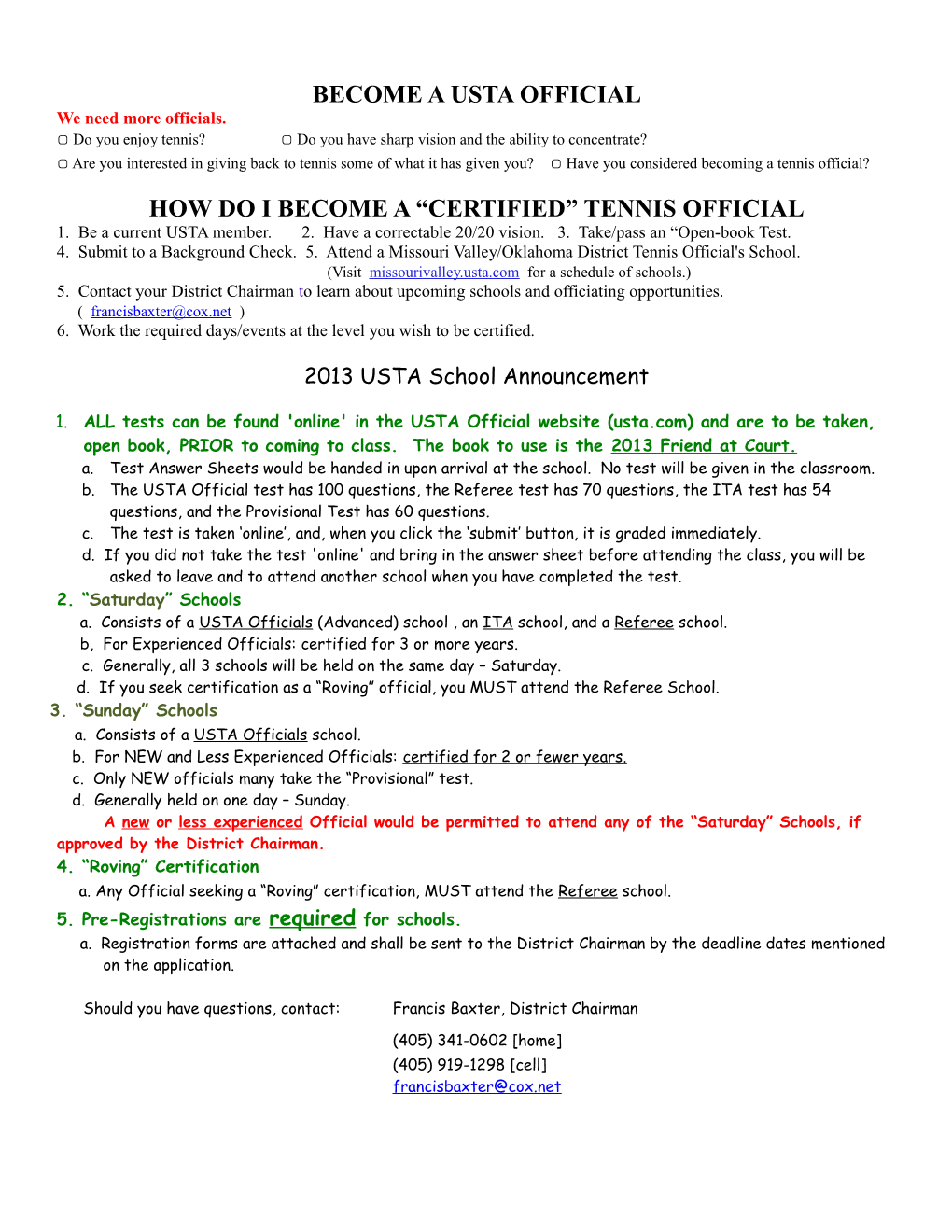 Become a Usta Official