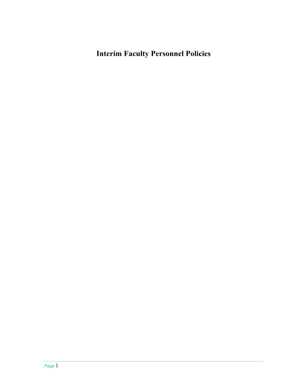 Interim Faculty Personnel Policies