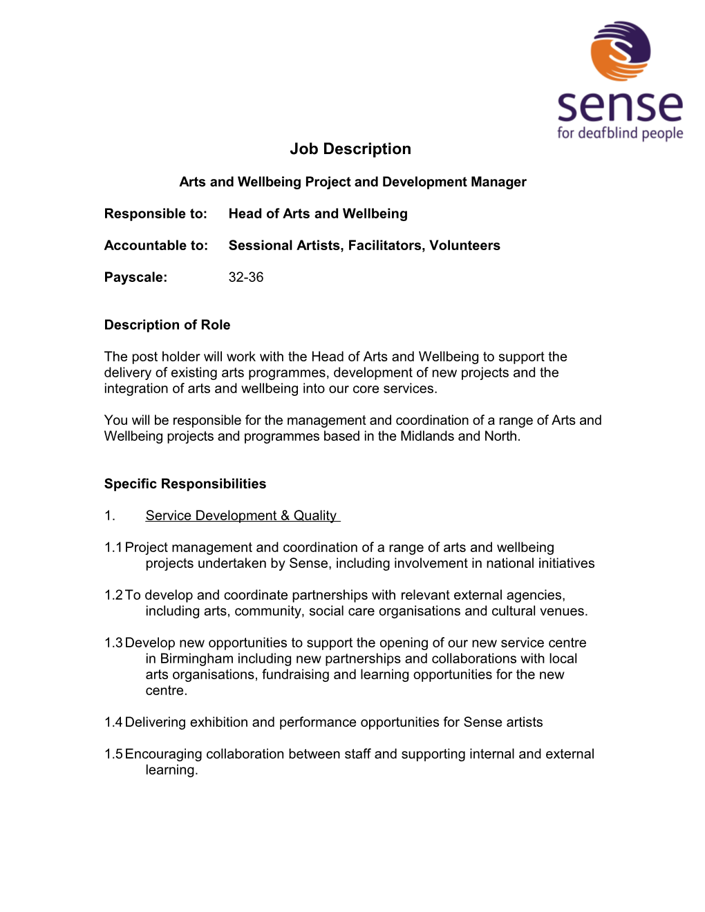 Arts and Wellbeing Project and Development Manager