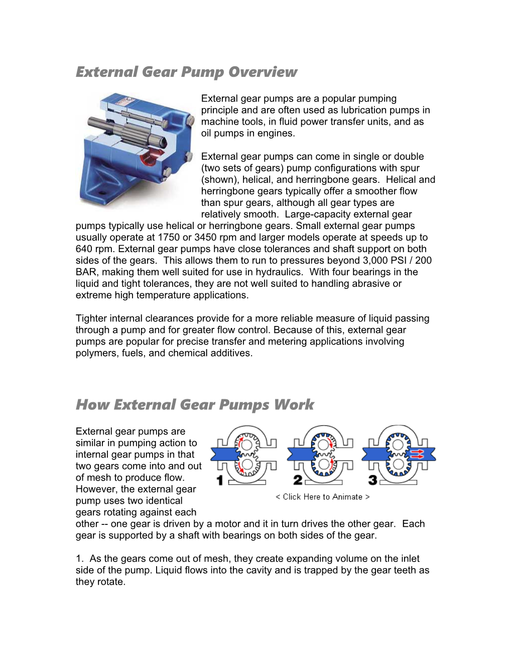 External Gear Pump Overview