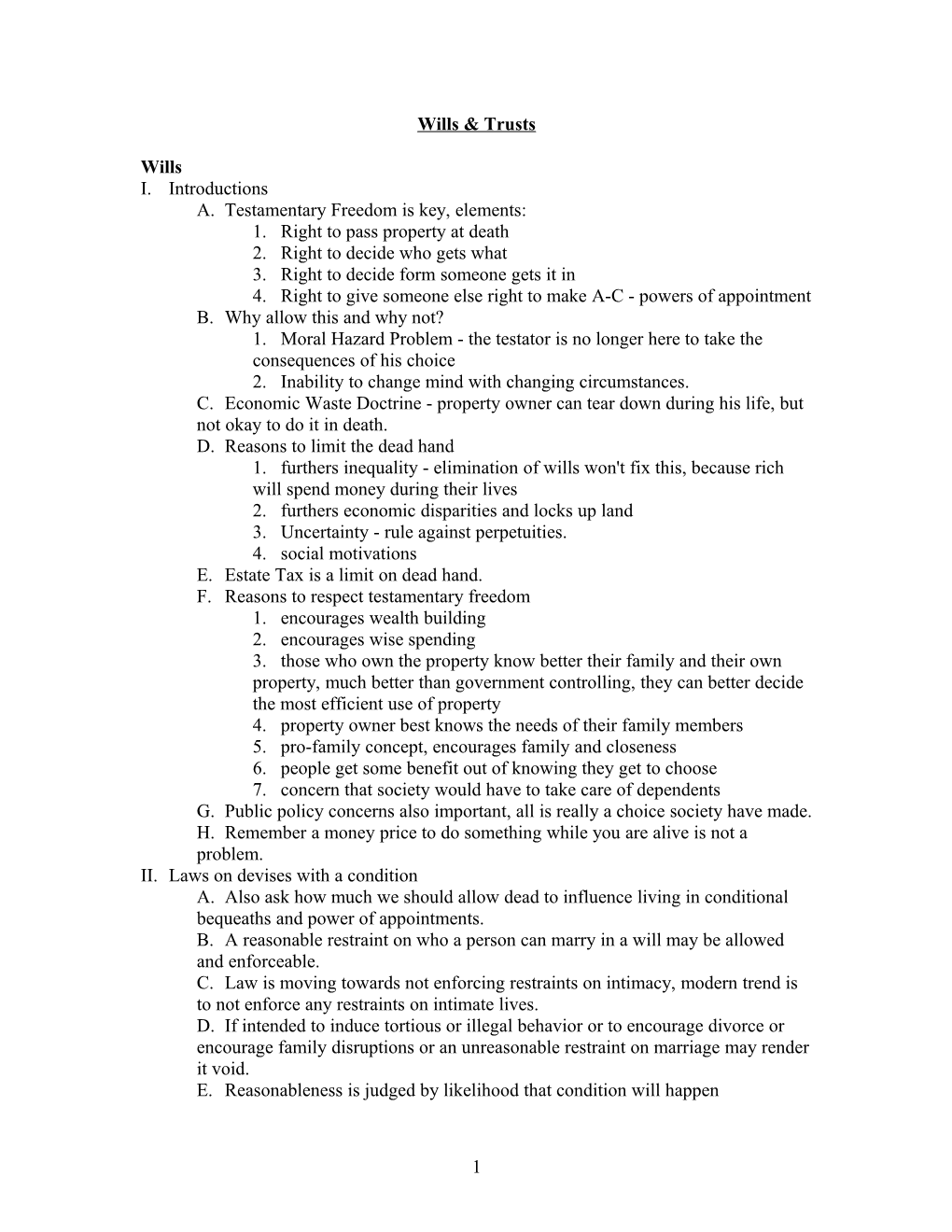 Wills & Trusts Big Outline - Jackie