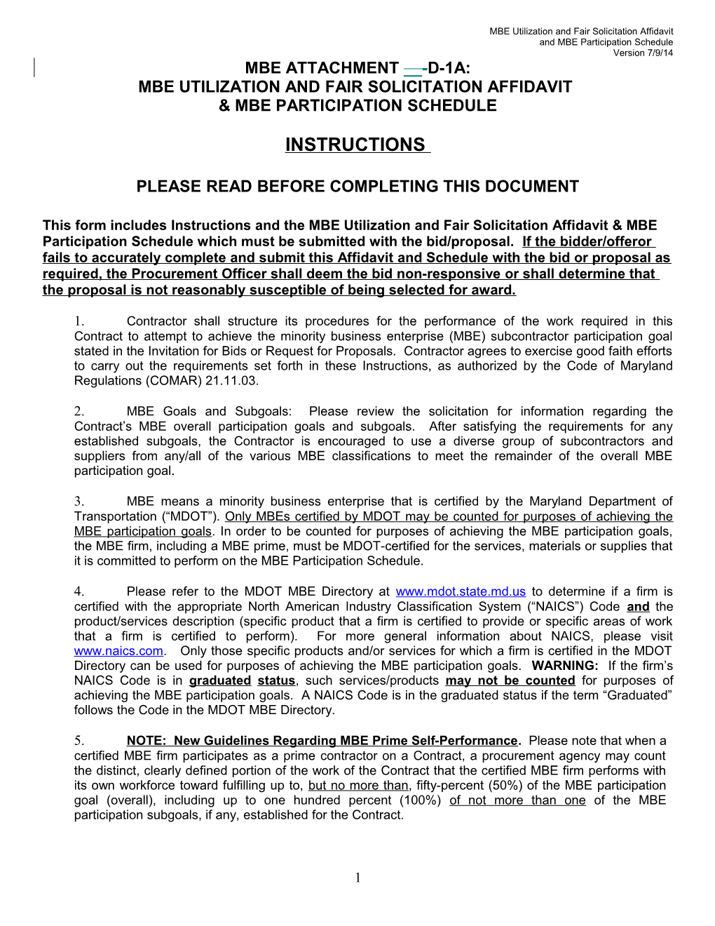 MBE Attachment 1A Utilization Affidavit (Revised)