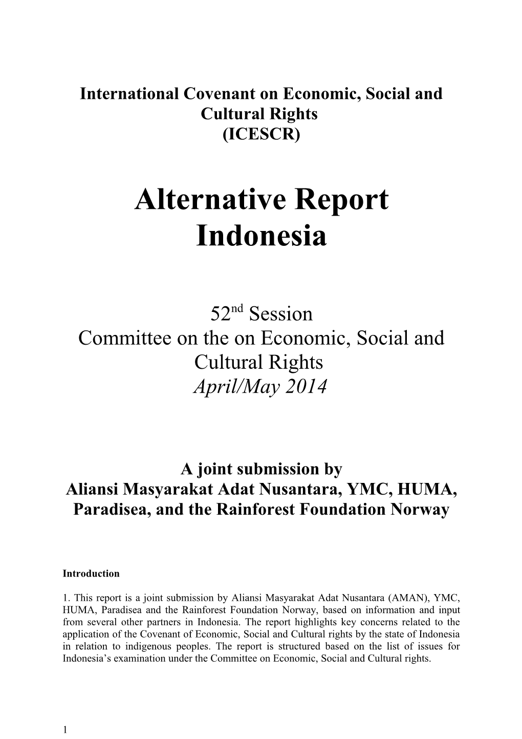 International Covenant on Economic, Social and Cultural Rights