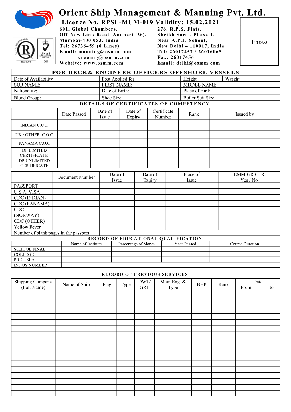 Orient Ship Management & Manning Pvt.Ltd