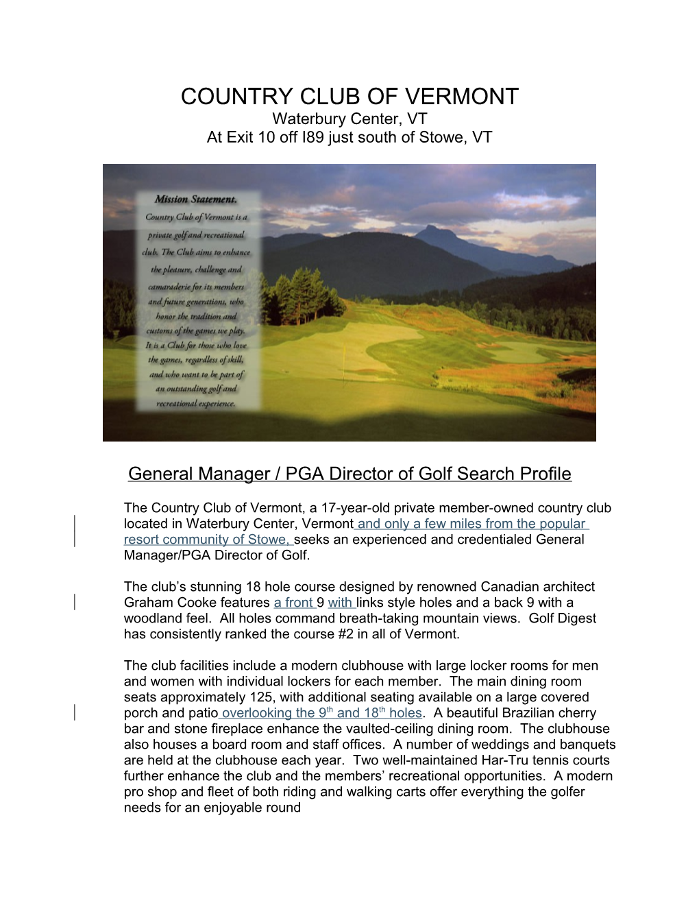 GM/PGA Experience and Credentials