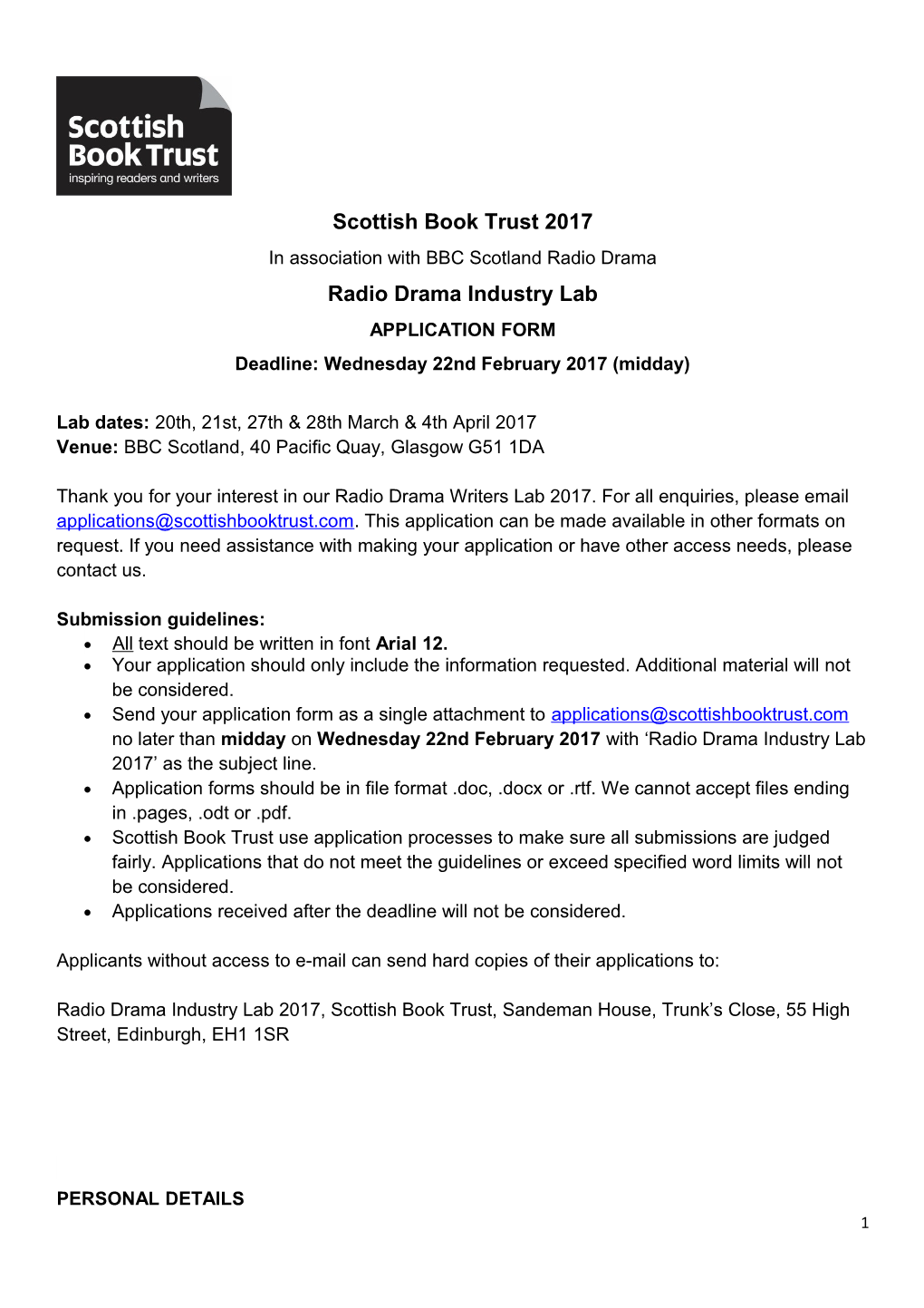 Scottish Book Trust 2017