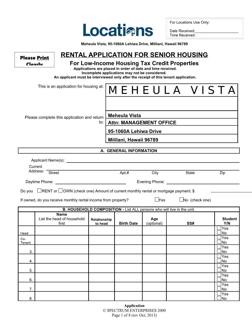 Application for Housing