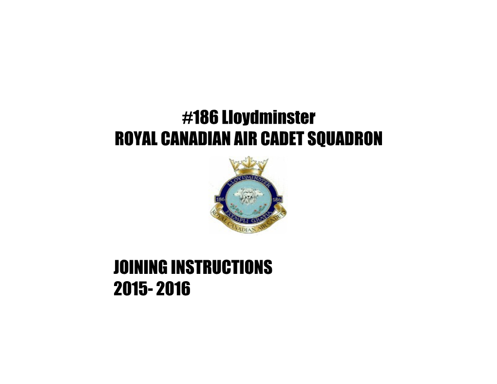 Included in These Joining Instruction Is Important General Information About Our Squadron