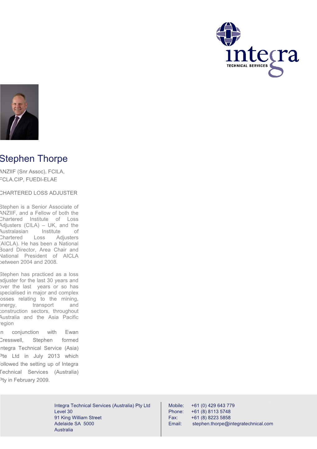 Stephen Thorpe CV (00051171)