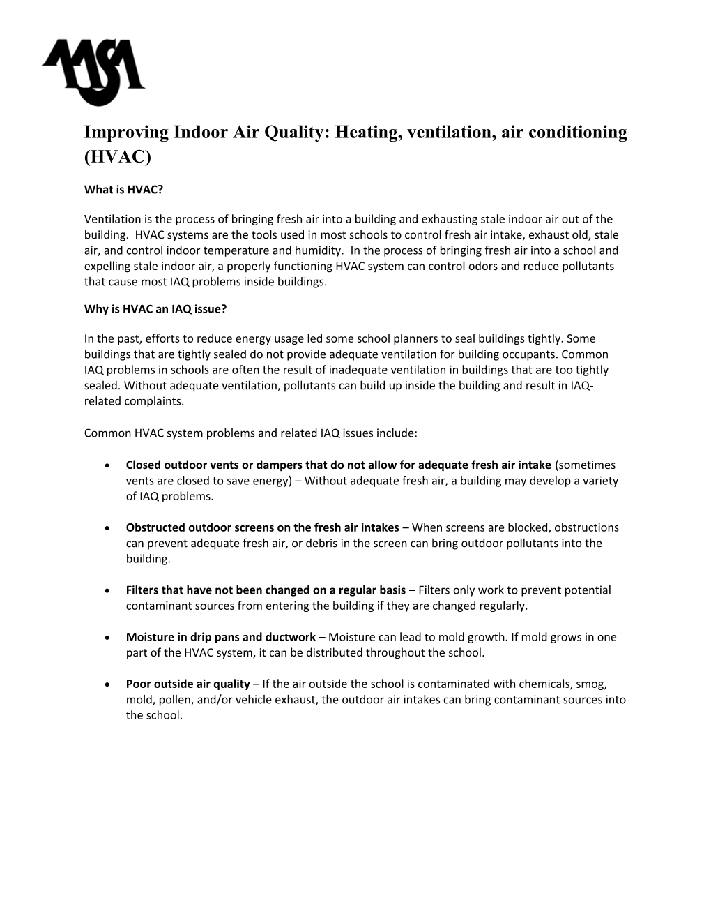 Improving Indoor Air Quality: Heating, Ventilation, Air Conditioning (HVAC)