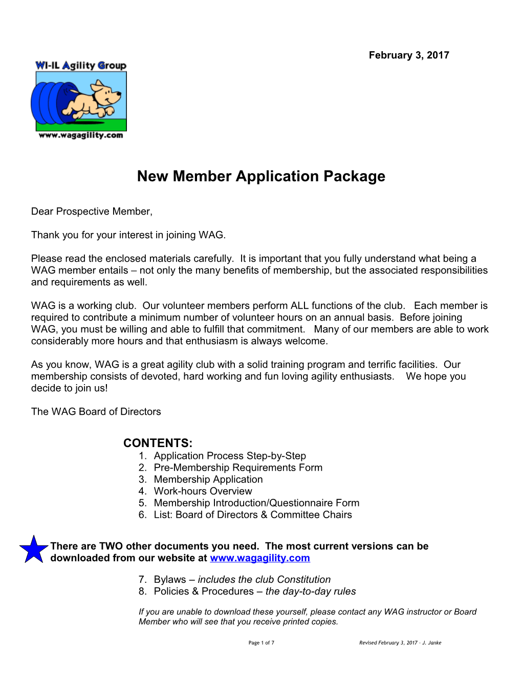 New Member Application Package