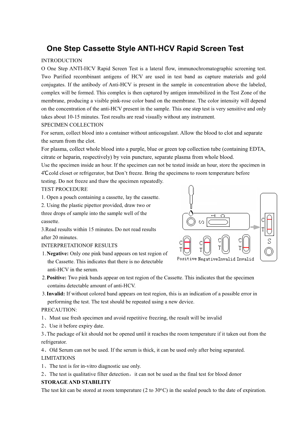 One Step Anti-HCV Rapid Screen Test