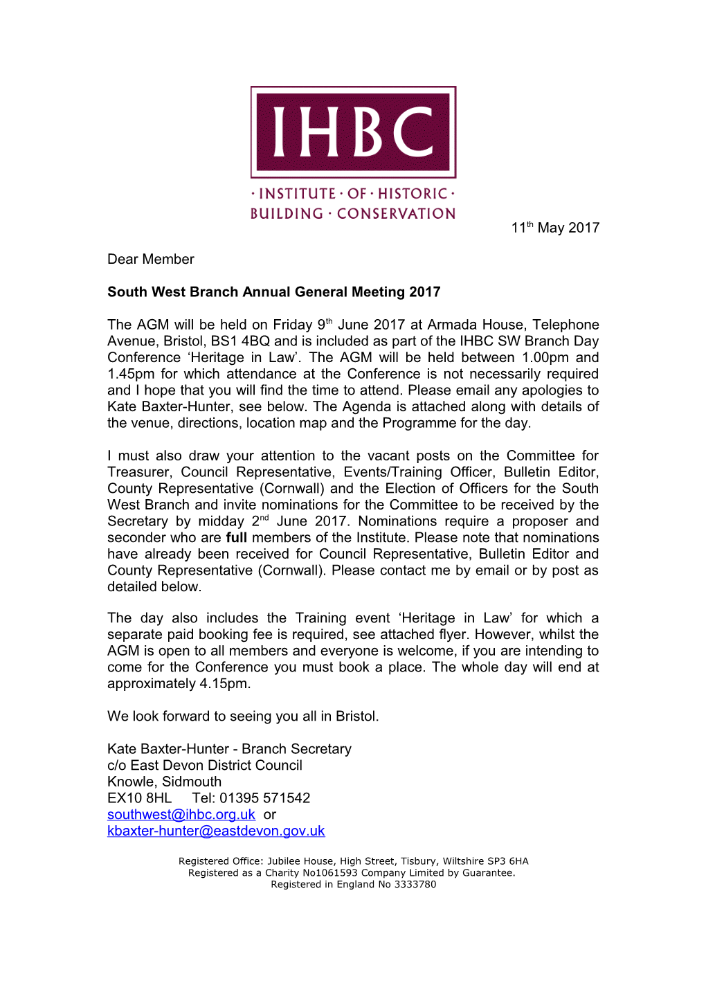 South West Branch Annual General Meeting 2017