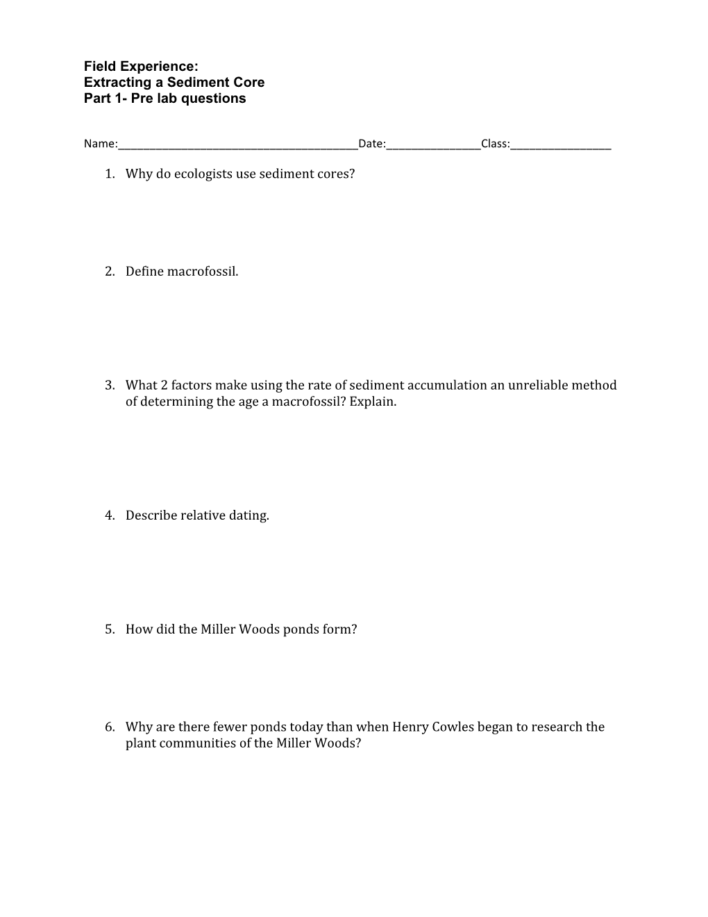 Part 1- Pre Lab Questions