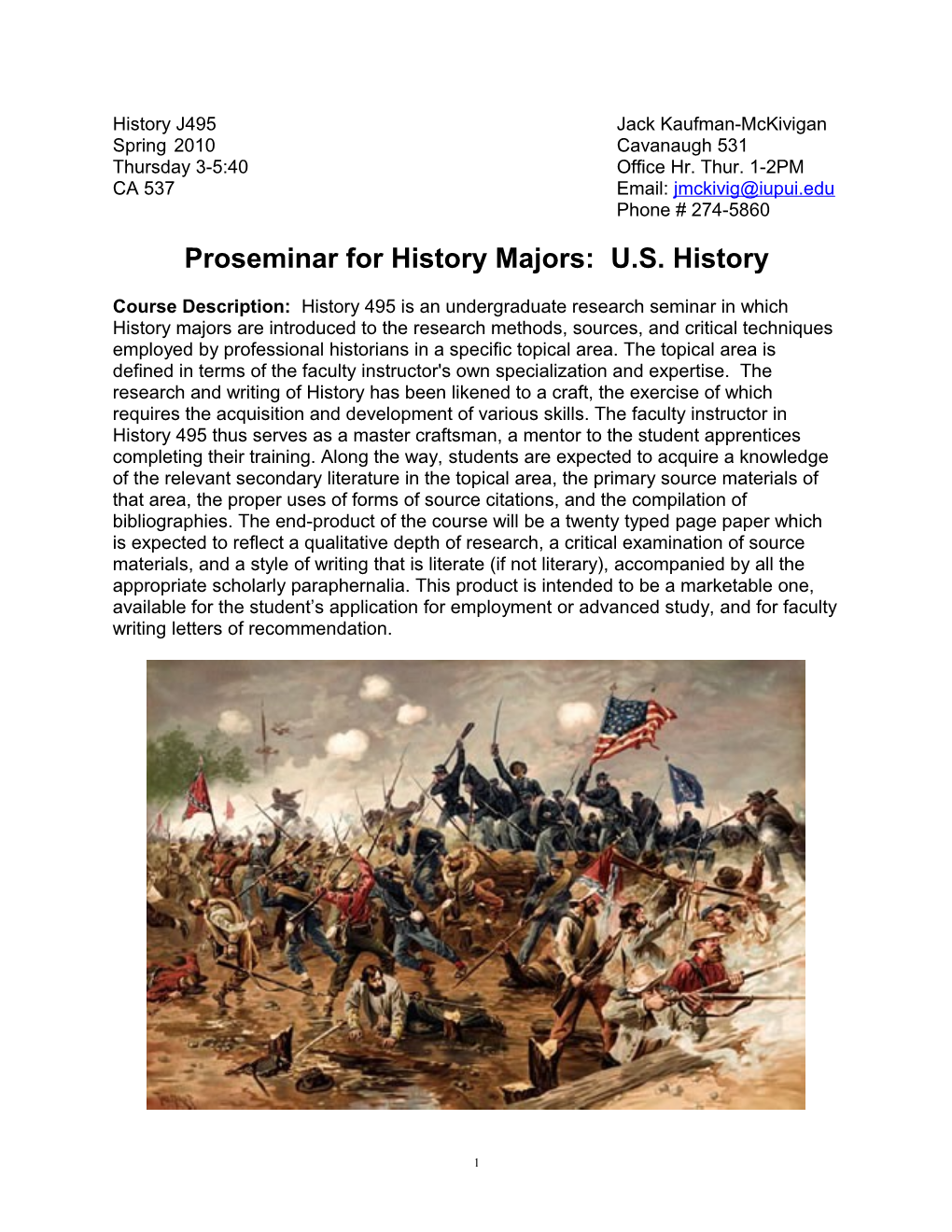Proseminar for History Majors:U.S. History