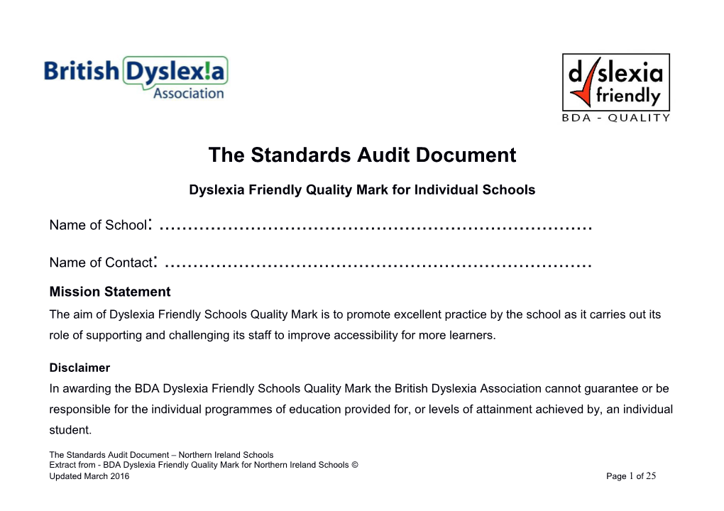 The Standards Audit Document