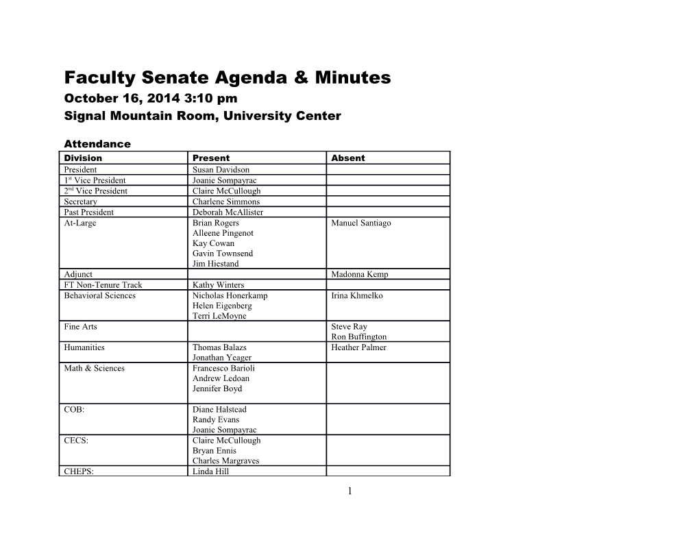 Faculty Senate Agenda & Minutes