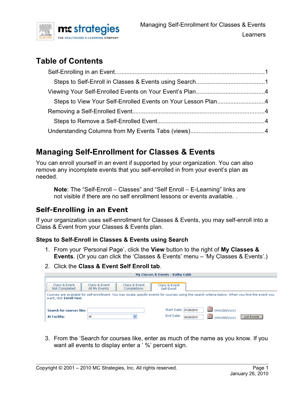 Learner Outline for the LMS