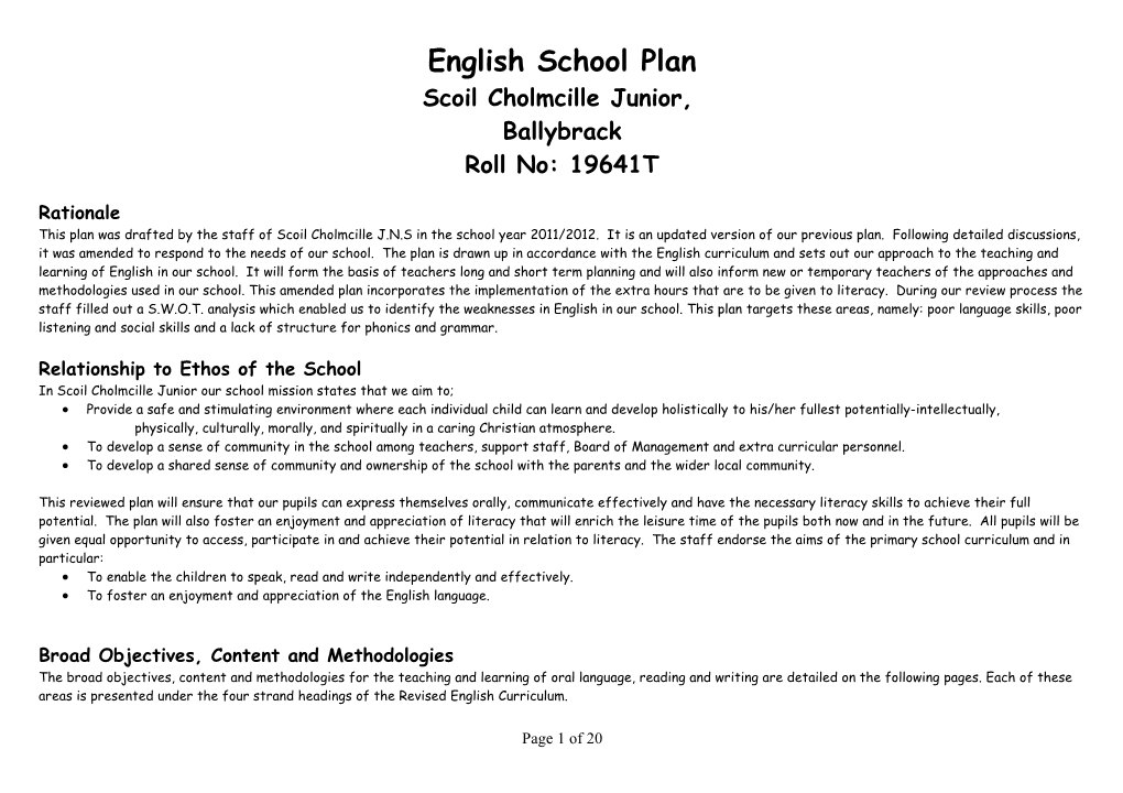 English School Plan