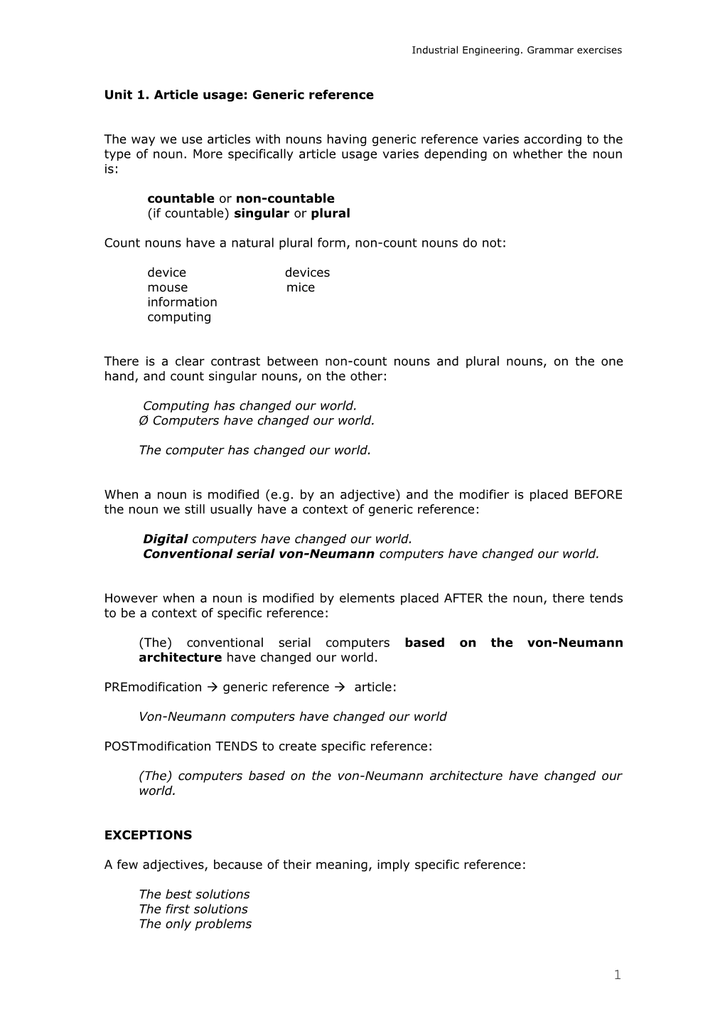 Article Usage: Generic Reference