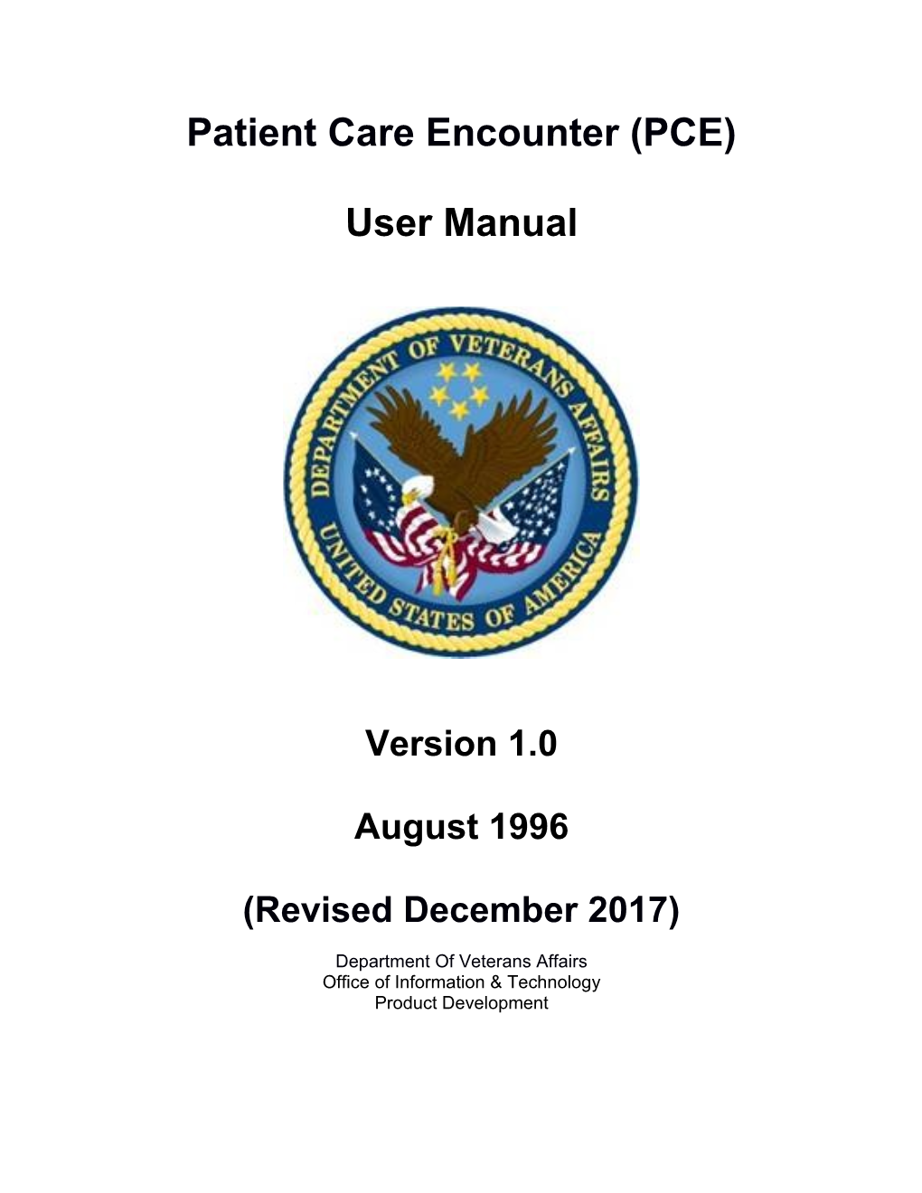 VIMM 2.0 Patient Care Encounter (PCE) Technical Manual