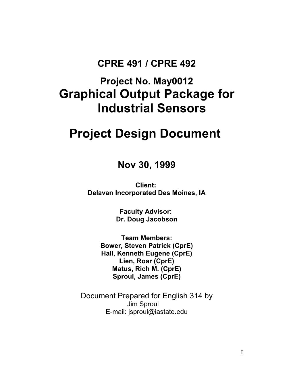 Graphical Output Package for Industrial Sensors