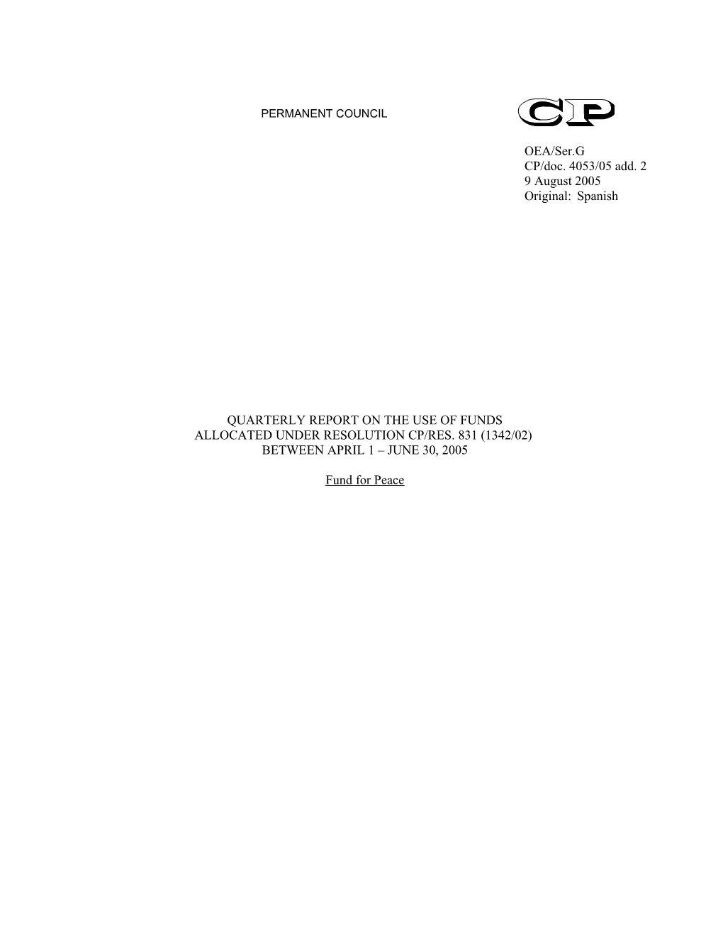 Use of Excess Resources of the Reserve Subfund for Capital Investments and to Meet Oas Mandates