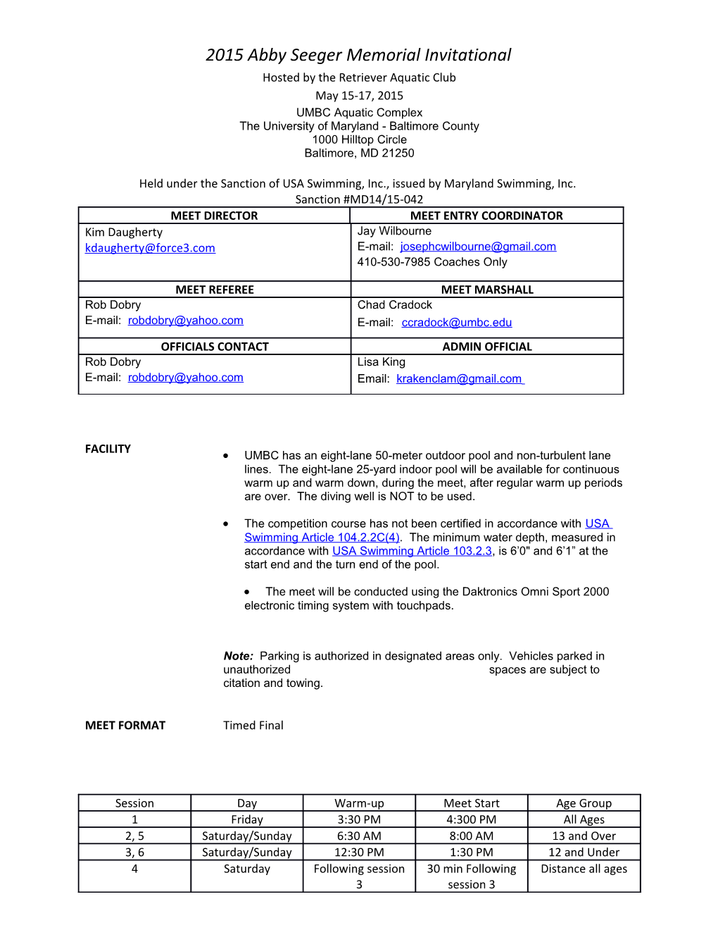 2015 Abby Seeger Memorial Invitational