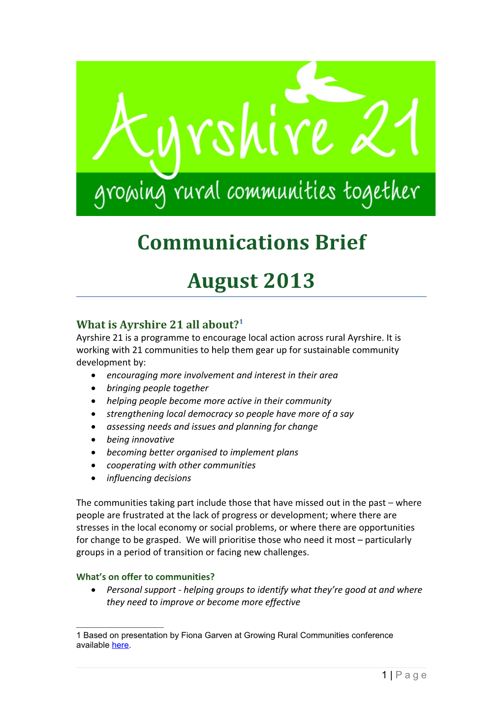 What Is Ayrshire 21 All About? 1