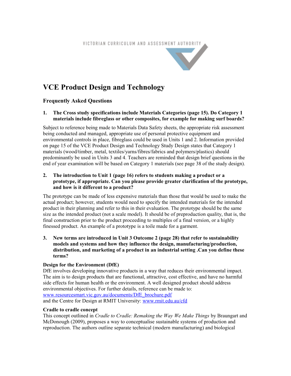 VCE Product Design and Technology