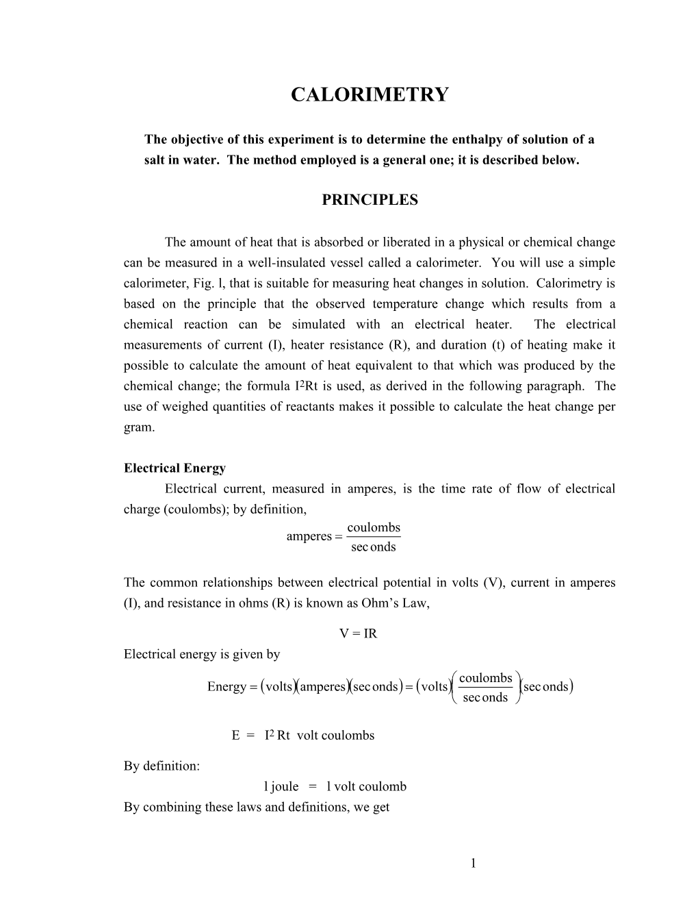 The Objective of This Experiment Is to Determine the Enthalpy of Solution of a Salt In