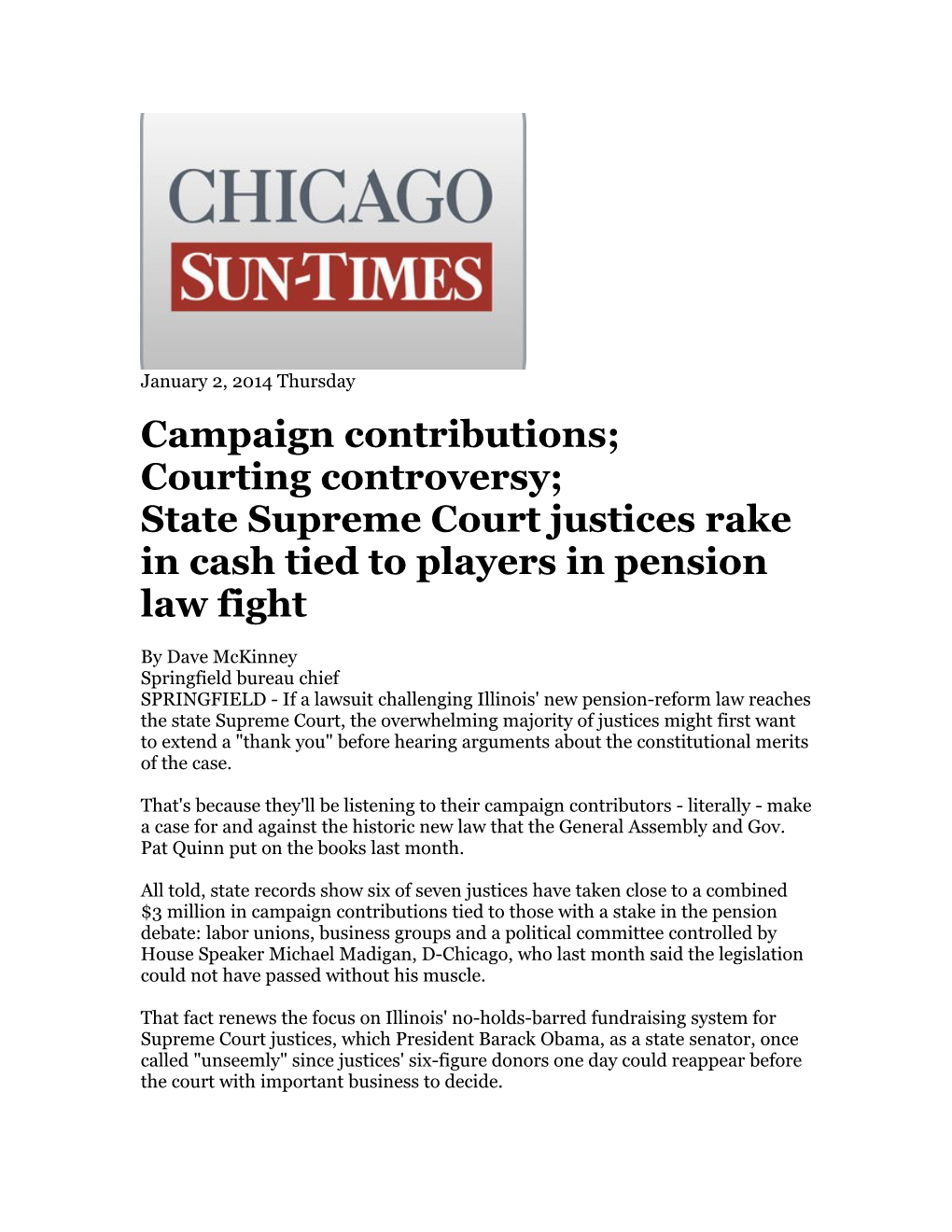 State Supreme Court Justices Rake in Cash Tied to Players in Pension Law Fight