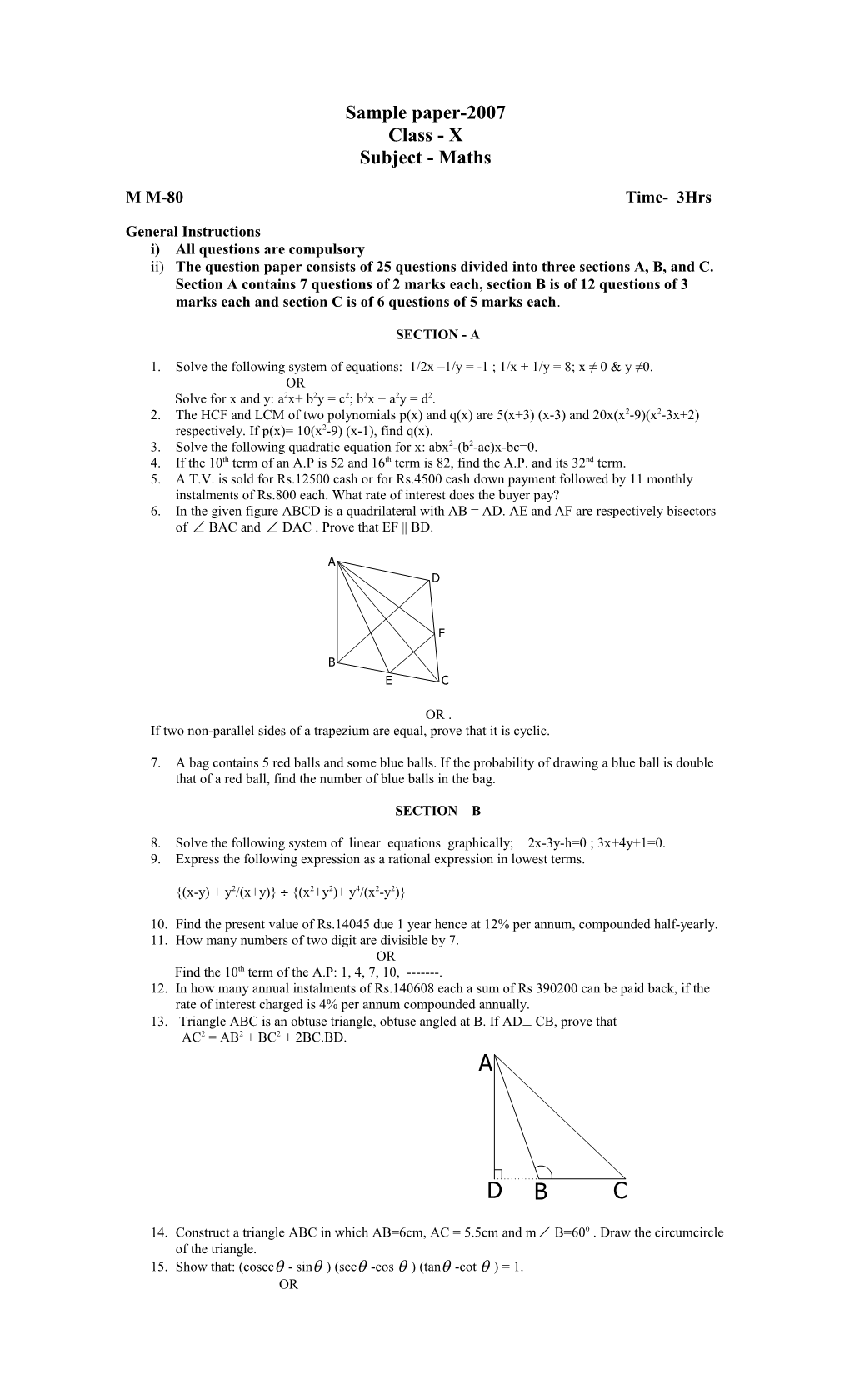 Second Pre-Board Examination-2007