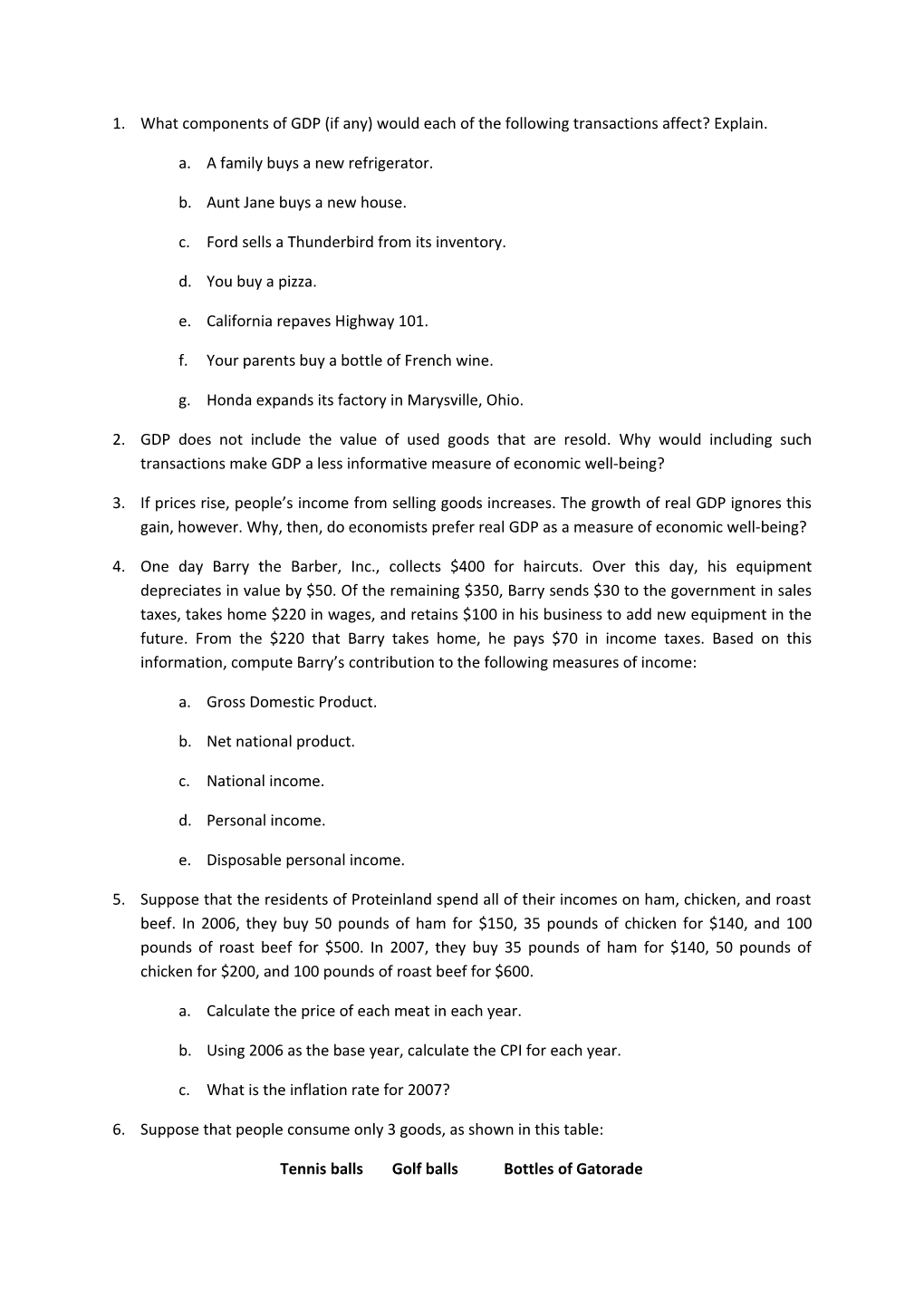 What Components of GDP (If Any) Would Each of the Following Transactions Affect? Explain
