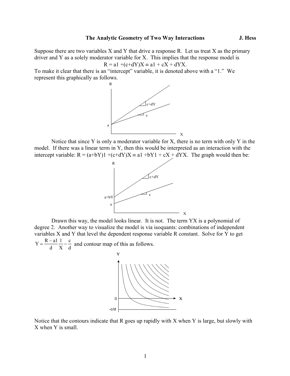 The Analytic Geometry of Two and Three Way Interactions