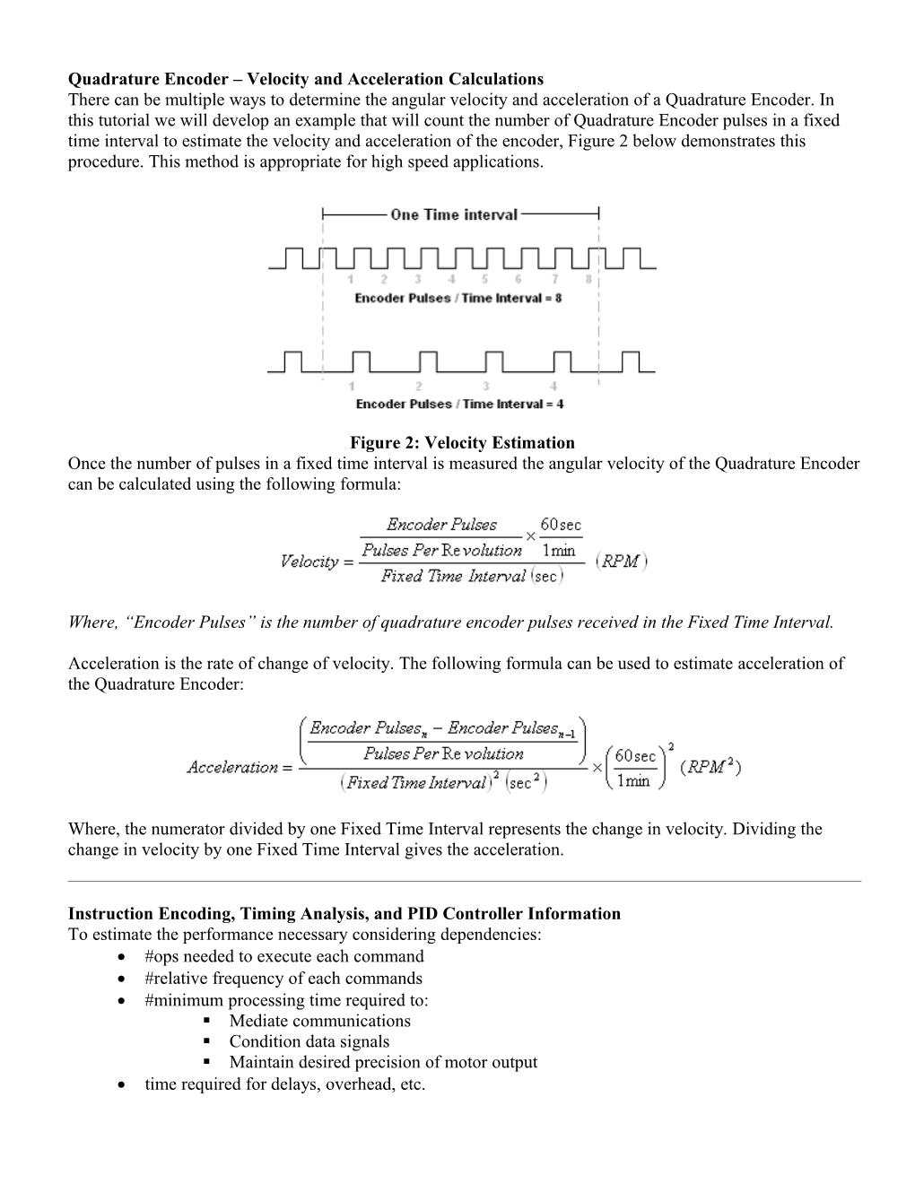 Velocity and Acceleration Calculations