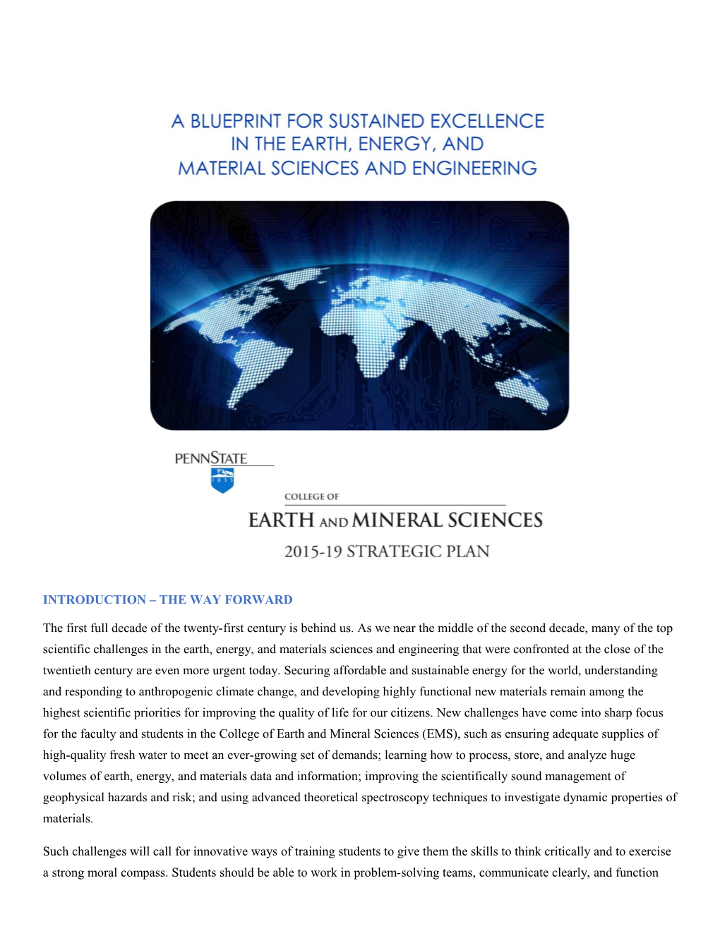 Penn State College of Earth and Mineral Sciences Strategic Plan