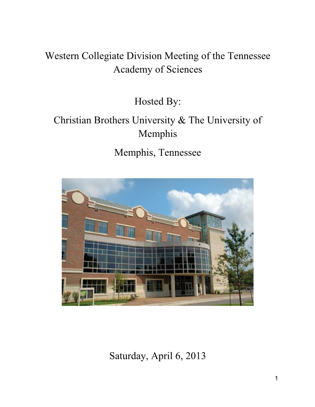 Western Collegiate Division Meeting of the Tennessee Academy of Sciences