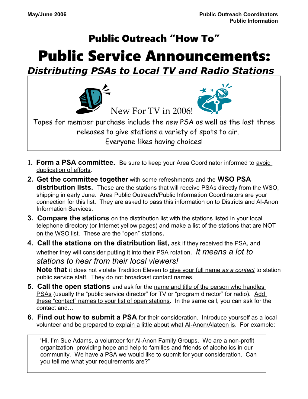 May/June 2006PSA How to Information