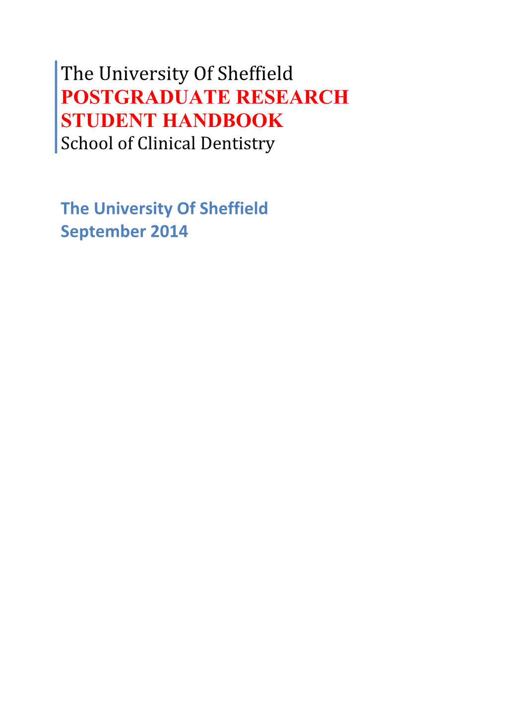 Postgraduate Research Student Handbook
