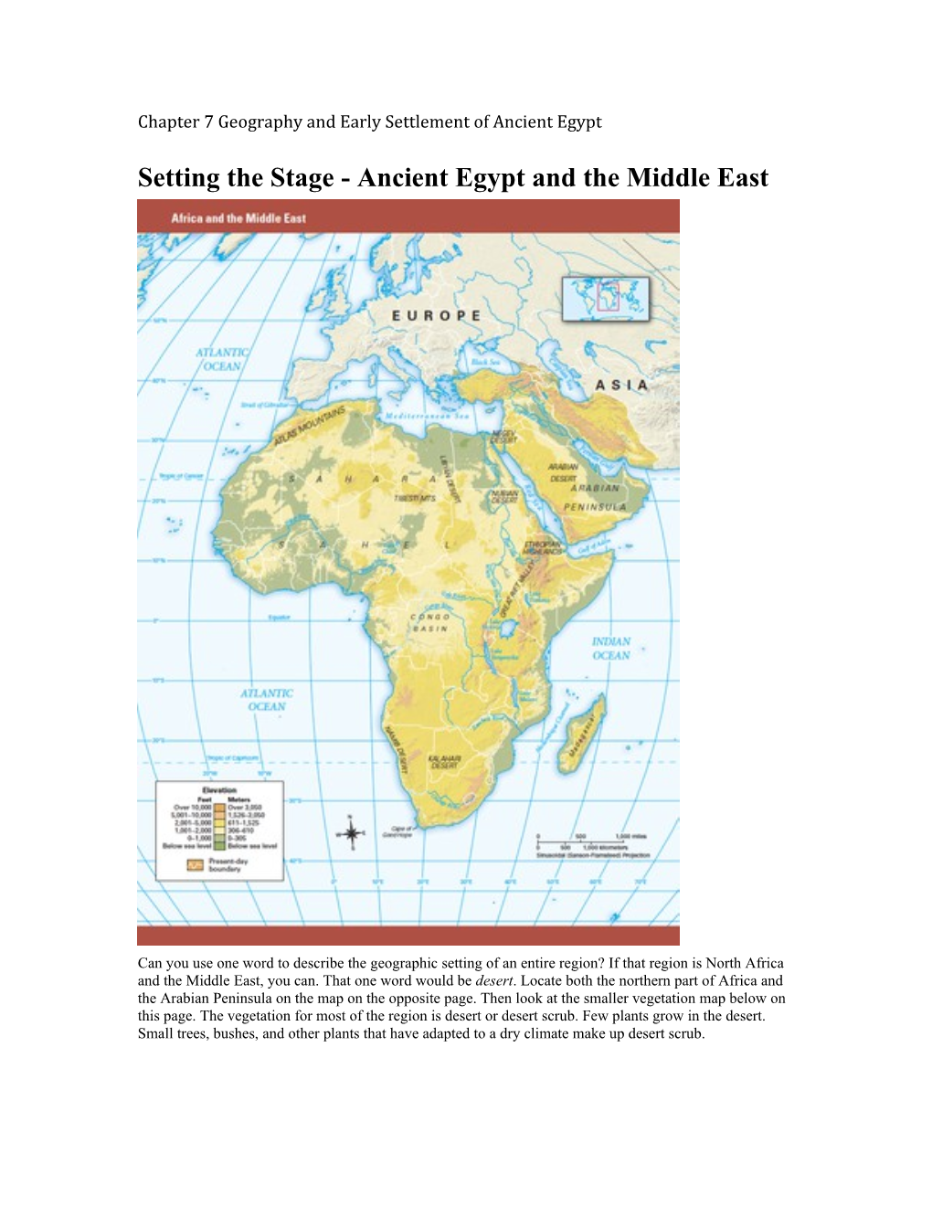 Setting the Stage - Ancient Egypt and the Middle East