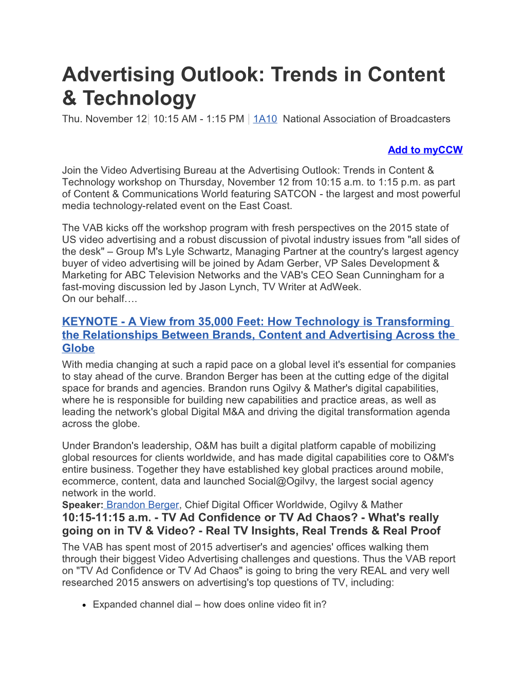 Advertising Outlook: Trends in Content & Technology